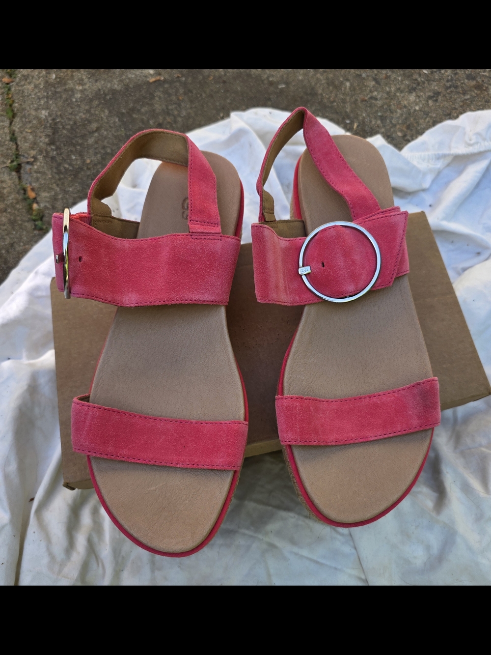 UGG Coral Suede Slingback Sandals with Buckle